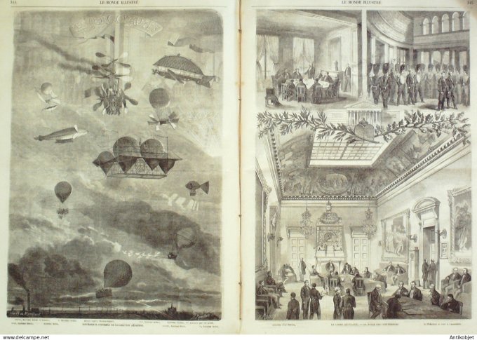 Le Monde illustré 1863 n°346 Portugal Lisbonne Dom Luiz Compiègne (60) Locomotions aériennes