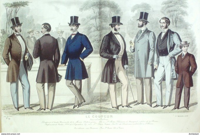 Gravure Mode Le Coupeur 1858- 9 (Old Fashion plate) Rare