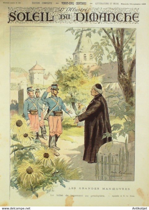 Soleil du Dimanche 1893 n°39 Billet logt Gal Miribel & Billot Aubigny Anaïs Ségalas