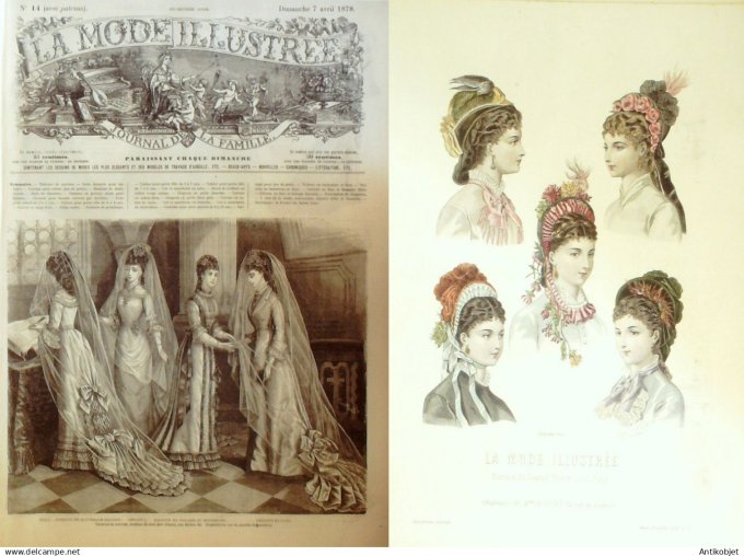 La Mode illustrée journal + gravure associée 1878 # 14
