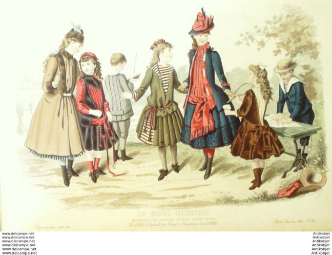 Gravure Mode illustree 1886 # 46 (Old Fashion plate)