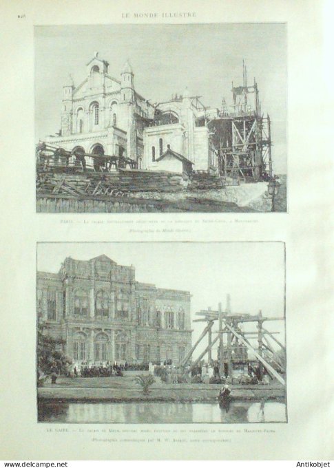 Le Monde illustré 1890 n°1724 Suisse Gampel Caire palais de Gizeh tombeau de Mariette-Pacha