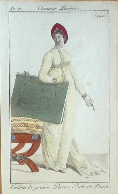 Gravure Mode Costume Parisien 1803 an 11 # 445b (eau forte old Fashion plate