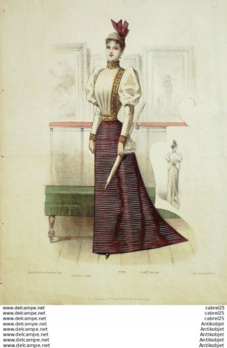 Gravure Mode Le Coquet 1892 # 25 (Old Fashion plate)