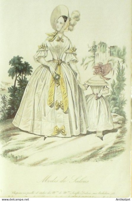 Gravure La mode 1837 # 619 (aquarelle old Fashion plate)