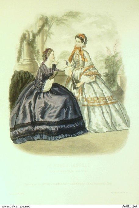 Gravure de mode La Mode illustrée 1862 n°36 (Commision générale)