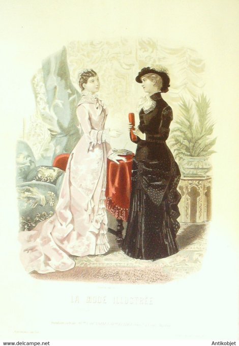 Gravure de mode La Mode illustrée 1881 n°05 (Maison Fladry-Coussinet)
