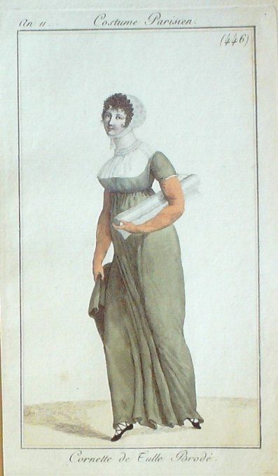 Gravure Mode Costume Parisien 1803 an 11 # 446 (eau forte old Fashion plate