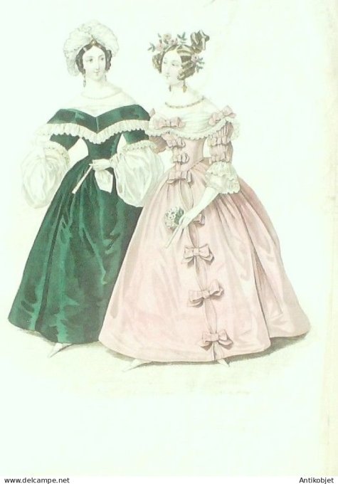 Gravure La mode 1838 # 46 (aquarelle old Fashion plate)
