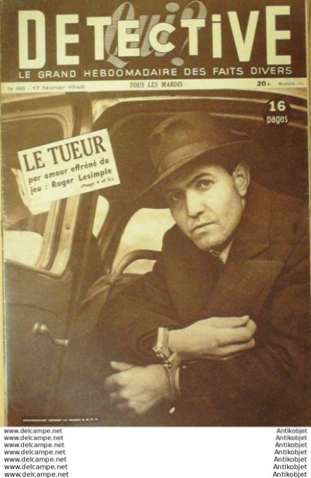 Détective 1948 #  86 Toulouse Quimper Montmorency Boulogne