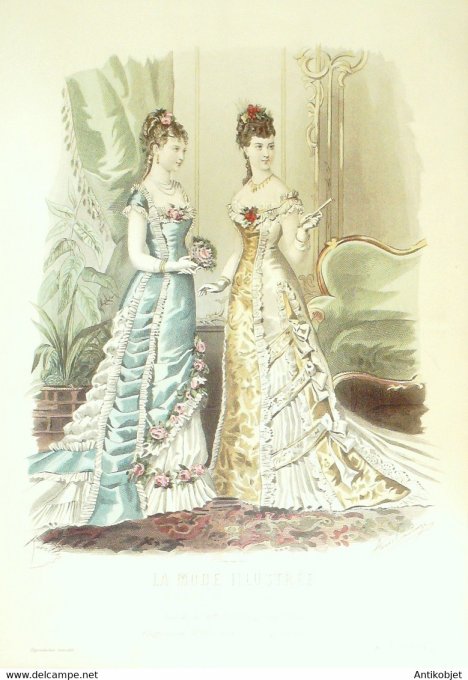 Gravure de mode La Mode illustrée 1878 n°12 (Maison Fladry-Boutin)