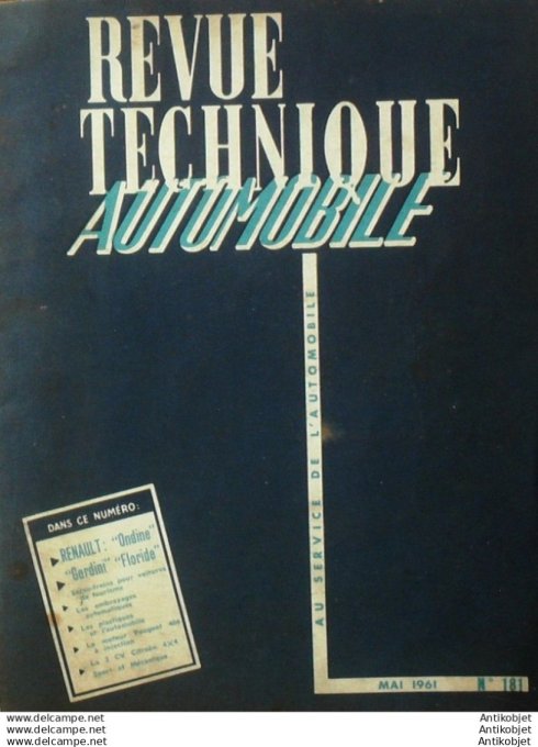 R.T Automobile Renault 8 Gordini Ondine Floride Citroën 2cv 4x4 181 # 1961
