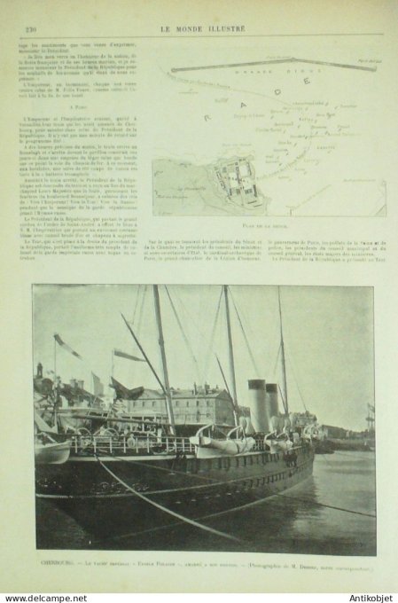 Le Monde illustré 1896 n°2063 Cherbourg (50) Arsenal Souverains Russes pont Alexandre III