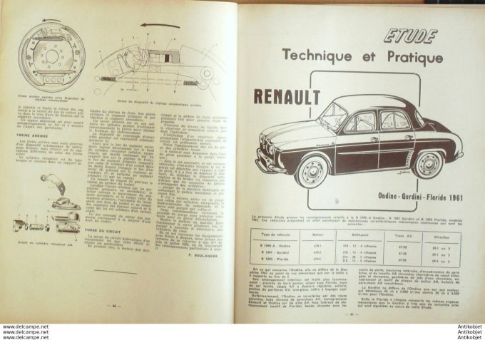 R.T Automobile Renault 8 Gordini Ondine Floride Citroën 2cv 4x4 181 # 1961