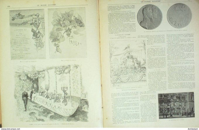 Le Monde illustré 1896 n°2063 Cherbourg (50) Arsenal Souverains Russes pont Alexandre III