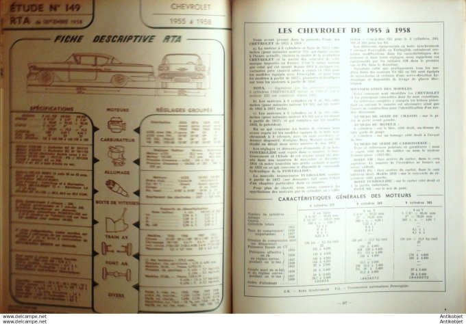R.T Automobile Chevrolet 55 58 Citroën 2cv 425cc Vespa 400 149 # 1958