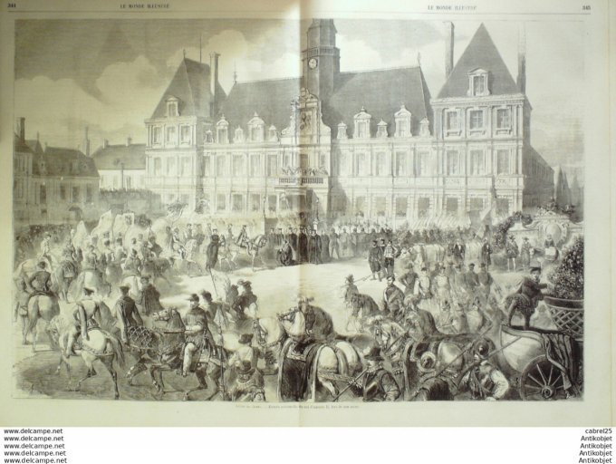 Le Monde illustré 1858 n° 59 Reims (51) François II Portugal Roi & Stéphanie de Hohenzollern