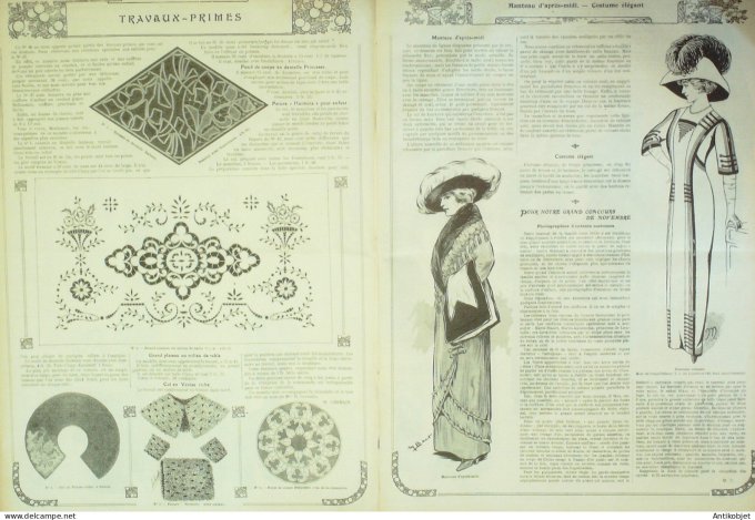 La Mode illustrée journal 1911 n° 46 Toilettes Costumes Passementerie