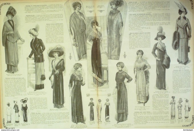 La Mode illustrée journal 1911 n° 46 Toilettes Costumes Passementerie