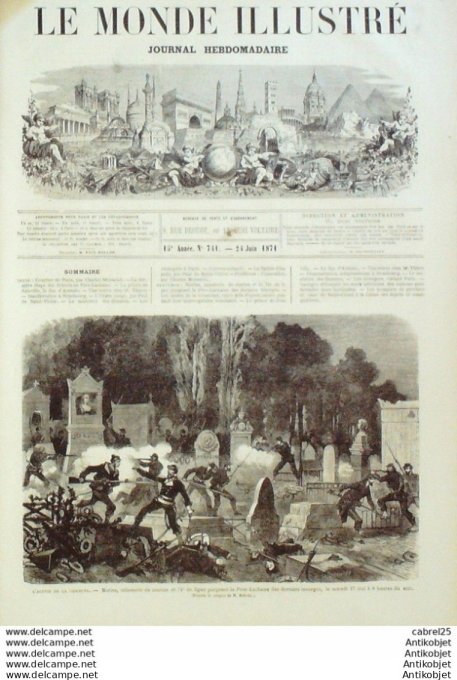 Le Monde illustré 1871 n°721 Léon Gambetta Henri Regnault Paris Buttes Ste Genevieve Marché St Germa
