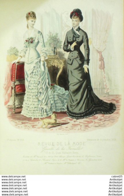 Gravure Mode La Gazette 1878 # 352 (Old Fashion plate)