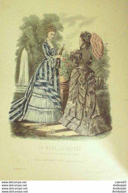 Gravure de mode La Mode illustrée 1875 n°30 (Maison Bréant-Castel)