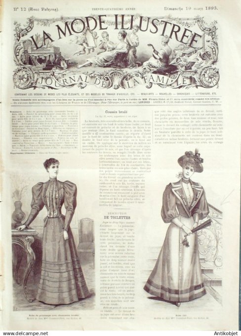 Mode illustree 1893 Lot de 10 journaux