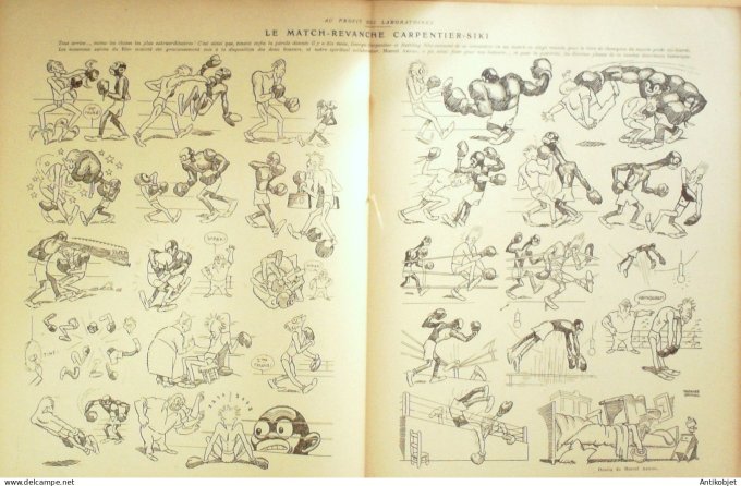 Le Rire 1923-09-22 # 242 Journal humoristique Ed.Originale  Boxe Carpentier-Siki