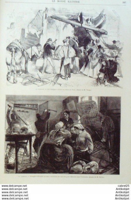 Le Monde illustré 1871 n°721 Léon Gambetta Henri Regnault Paris Buttes Ste Genevieve Marché St Germa