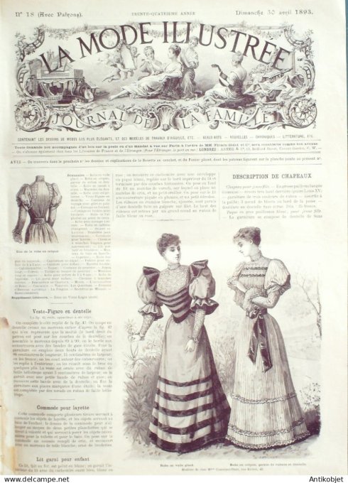 Mode illustree 1893 Lot de 10 journaux