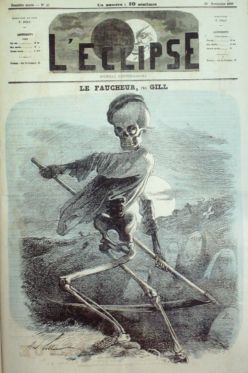 L'Eclipse 1868 n° 45 Le faucheur André GILL