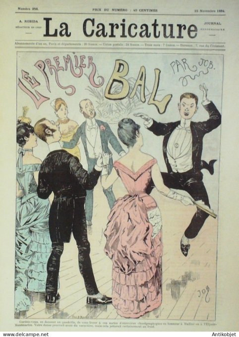 La Caricature 1884 #256 Premeir bal Job Brisson par Luque Trock