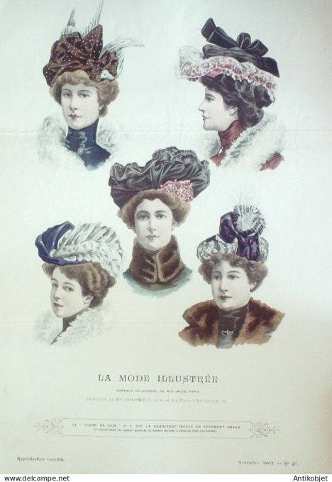 Gravure Mode illustree 1901 # 45 (Old Fashion plate) RARE