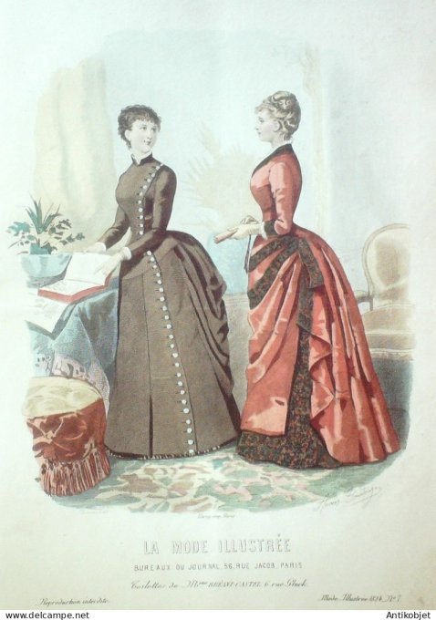 Gravure Mode illustree 1884 #  7 (Old Fashion plate)