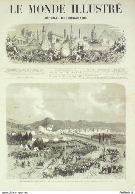 Le Monde illustré 1873 n°857 Algérie Bone Palais de Justice incendie Autriche Types Suisse Genève