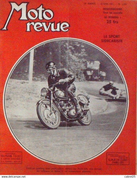 Moto Revue 1951 n° 1037 Rossignol Java 350 Sidecar 750 sidecar Deronne Verurocgen