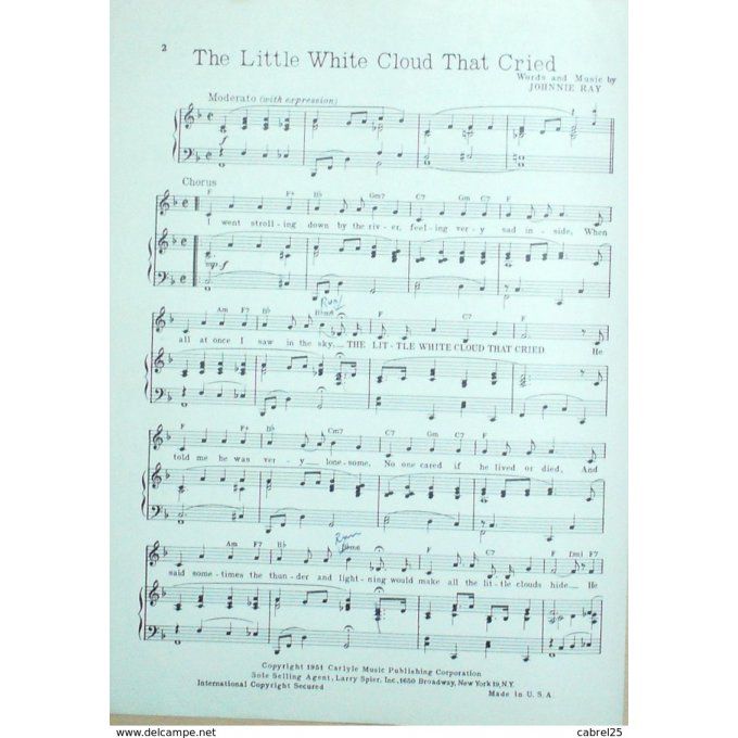 Ray Johnnie The Little White Cloud That Cried 1951