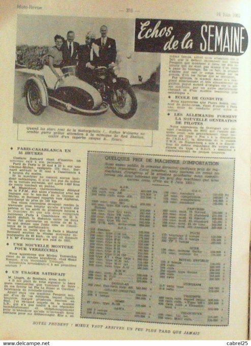 Moto Revue 1951 n° 1037 Rossignol Java 350 Sidecar 750 sidecar Deronne Verurocgen