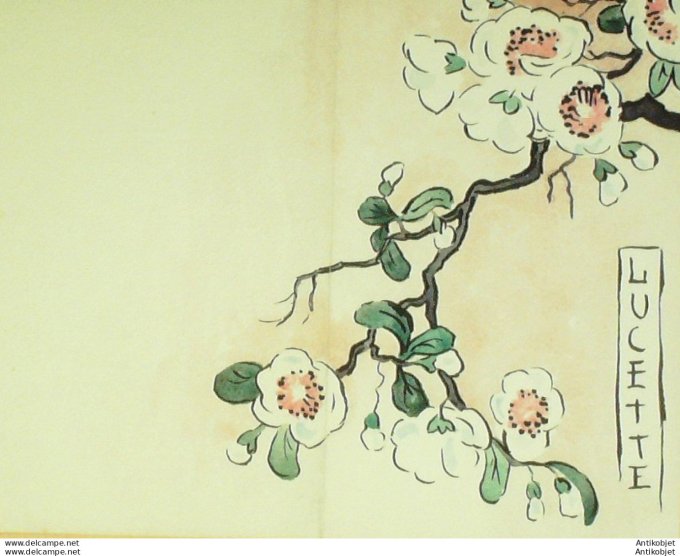 Menu Lucette illustré de branche fleurie 1937