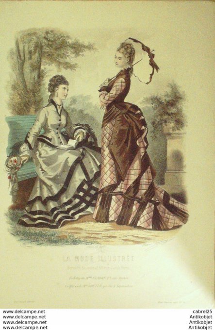Gravure de mode La Mode illustrée 1875 n°31 (Maison Fladry)