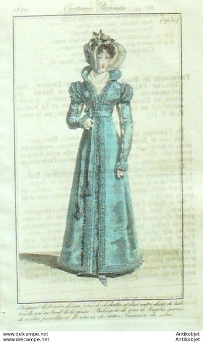 Gravure Mode Costume Parisien 1820 # 1931 (eau forte old Fashion plate