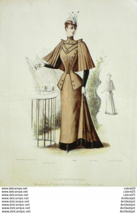Gravure Mode Le Coquet 1892 # 30 (Old Fashion plate)