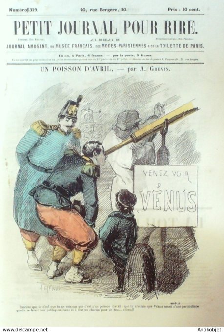 Petit journal pour Rire 1860 # 319 Un poisson d'Avril Grevin