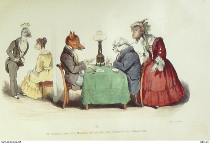 Grandville "Les Métamorphoses du jour" III Loup Chien Bouc 1847