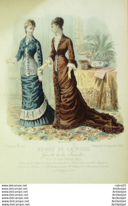 Gravure Mode La Gazette 1878 # 350 (Old Fashion plate)