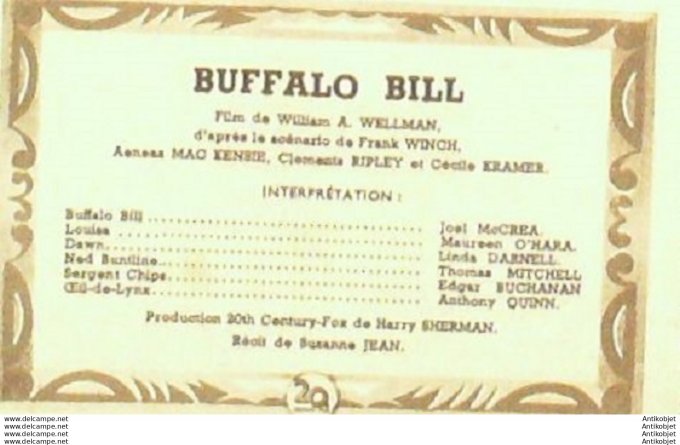 Buffalo Bill Joël Mc Crea Anthony Quinn Maureen O'hara