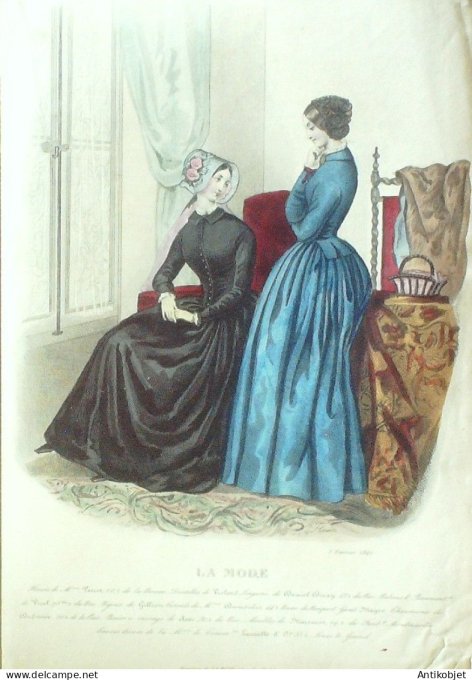 Gravure La mode 1847 #  3 (aquarelle old Fashion plate)