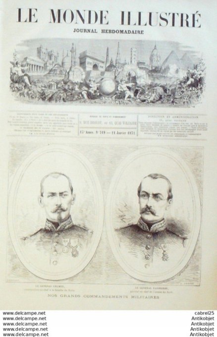 Le Monde illustré 1871 n°719 Bapaume (62) Guerre civile transmission par pigeons voyageurs