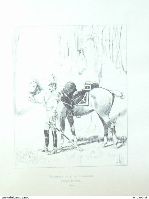 Cavalier Cuirassier Trompette du 4ème régiment en 1810 signé Louis Vallet