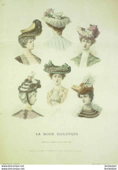 Gravure Mode illustree 1904 # 13 (Old Fashion plate) rare